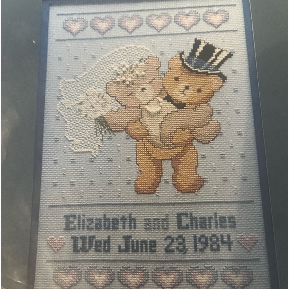 Counted Crosstitch Wedding Date Bears Bernat Kit H04129 Vintage New Sealed.